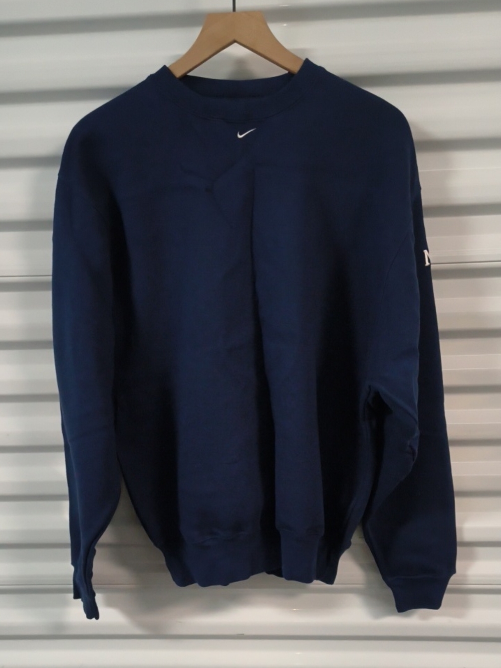 Vtg Nike Small Swoosh Crewneck Blue Logo Long Sleeve Sweatshirt Adult M